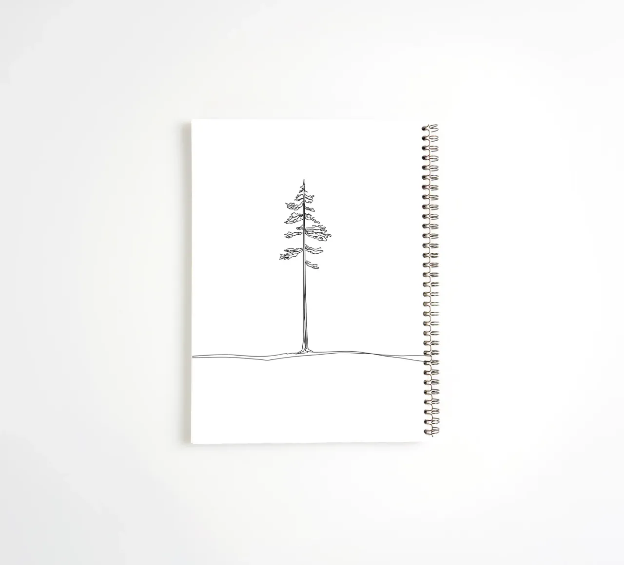 Single Pine Tree Minimalist Line Art Drawing spiral notebook by Viv Line Art