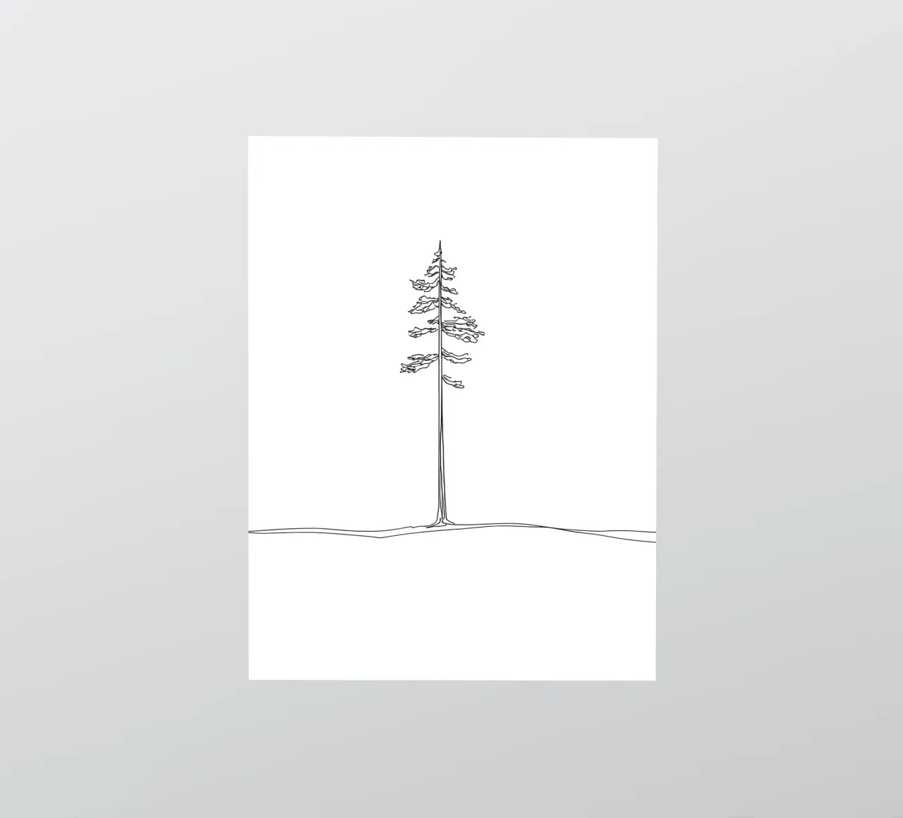 Single Pine Tree Minimalist Line Art Drawing sticker by Viv Line Art