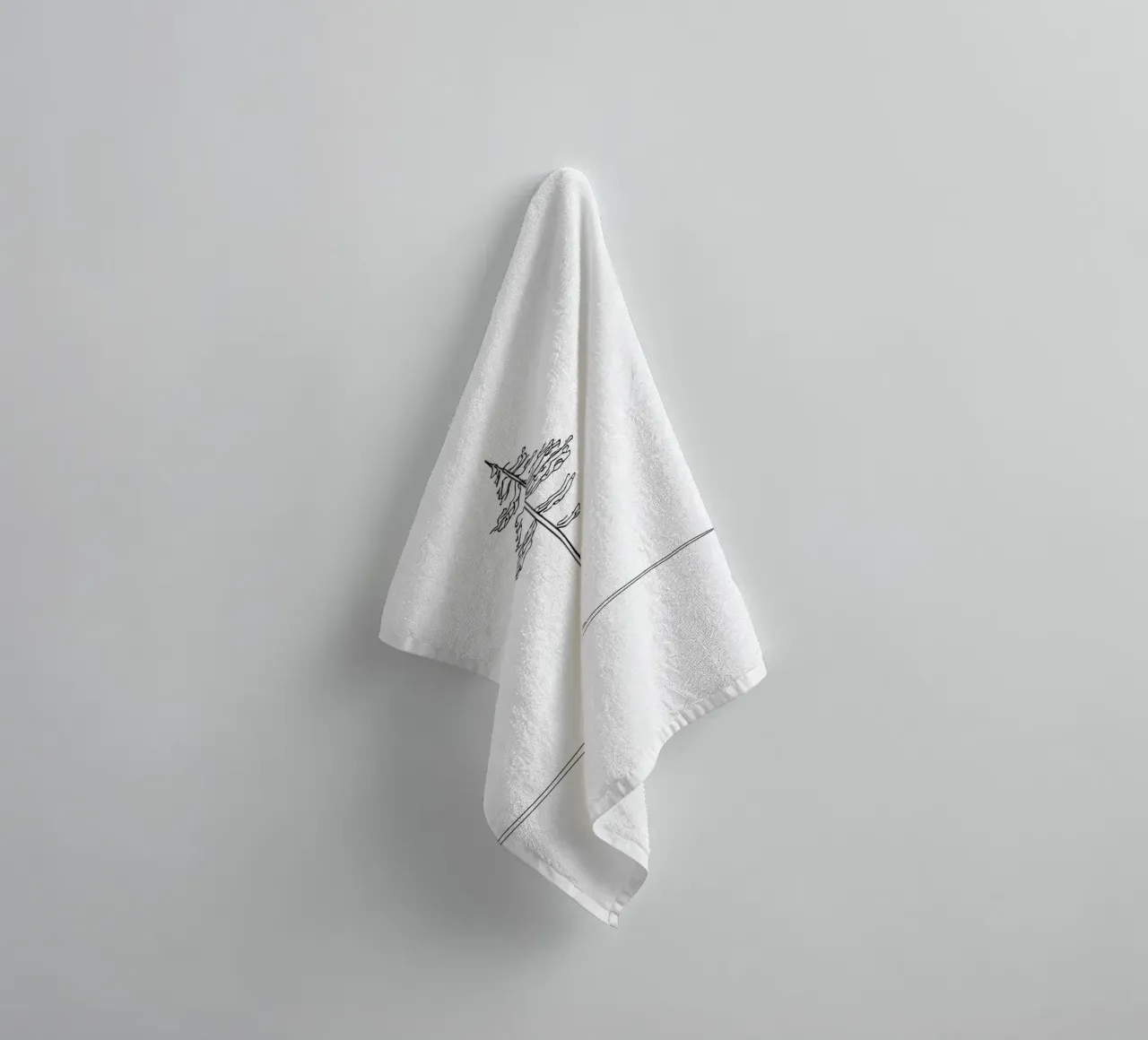 Single Pine Tree Minimalist Line Art Drawing towel by Viv Line Art