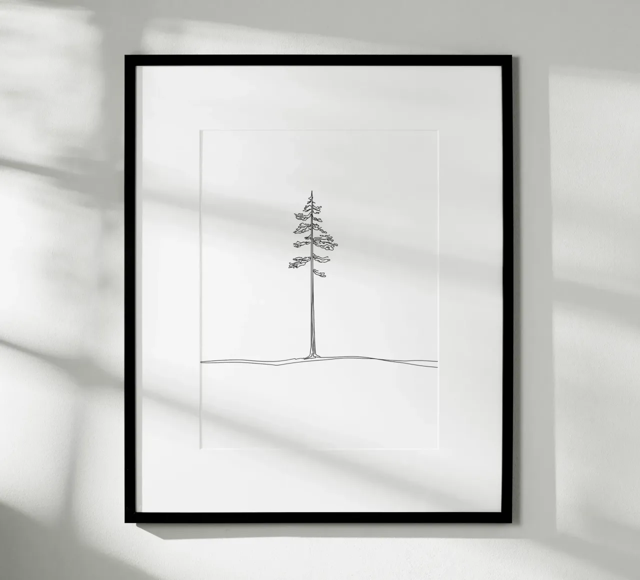 Single Pine Tree Minimalist Line Art Drawing hahnemühle by Viv Line Art