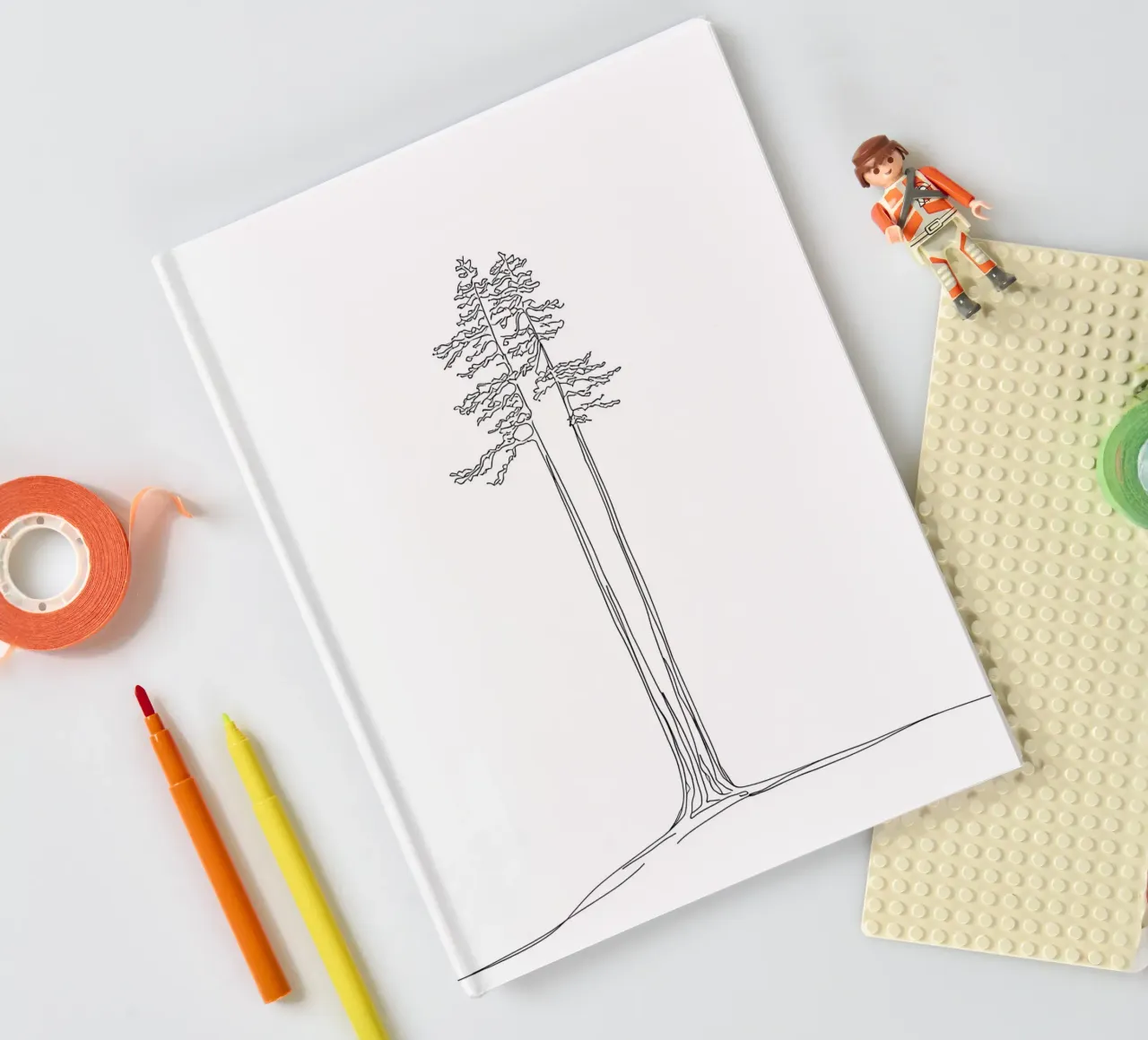 Single Tree Minimalist Line Art Drawing notebook by Viv Line Art
