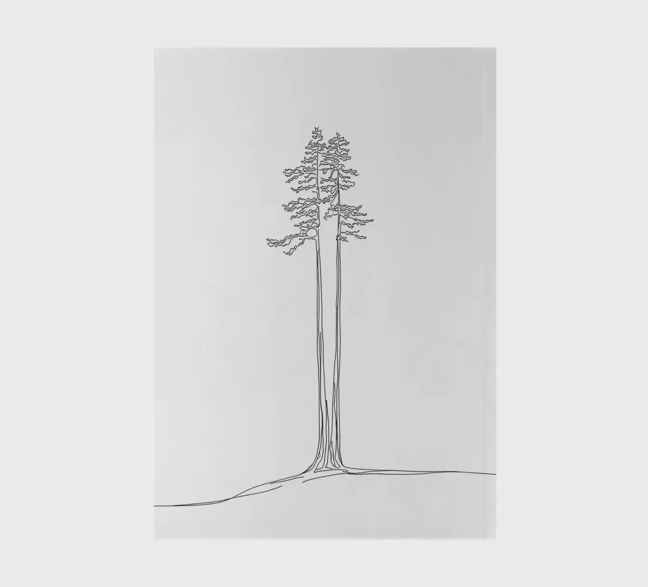 Single Tree Minimalist Line Art Drawing notebook by Viv Line Art