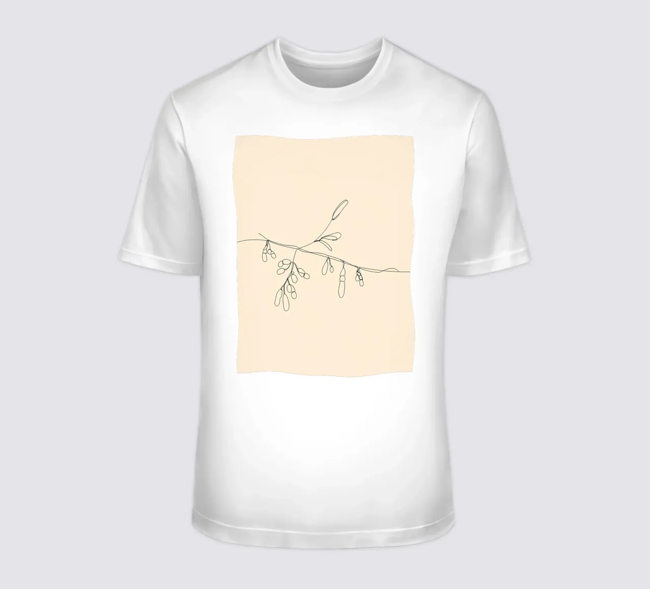 Botanical Leaves and Branch Minimalist Line Art Drawing t-shirt by Viv Line Art