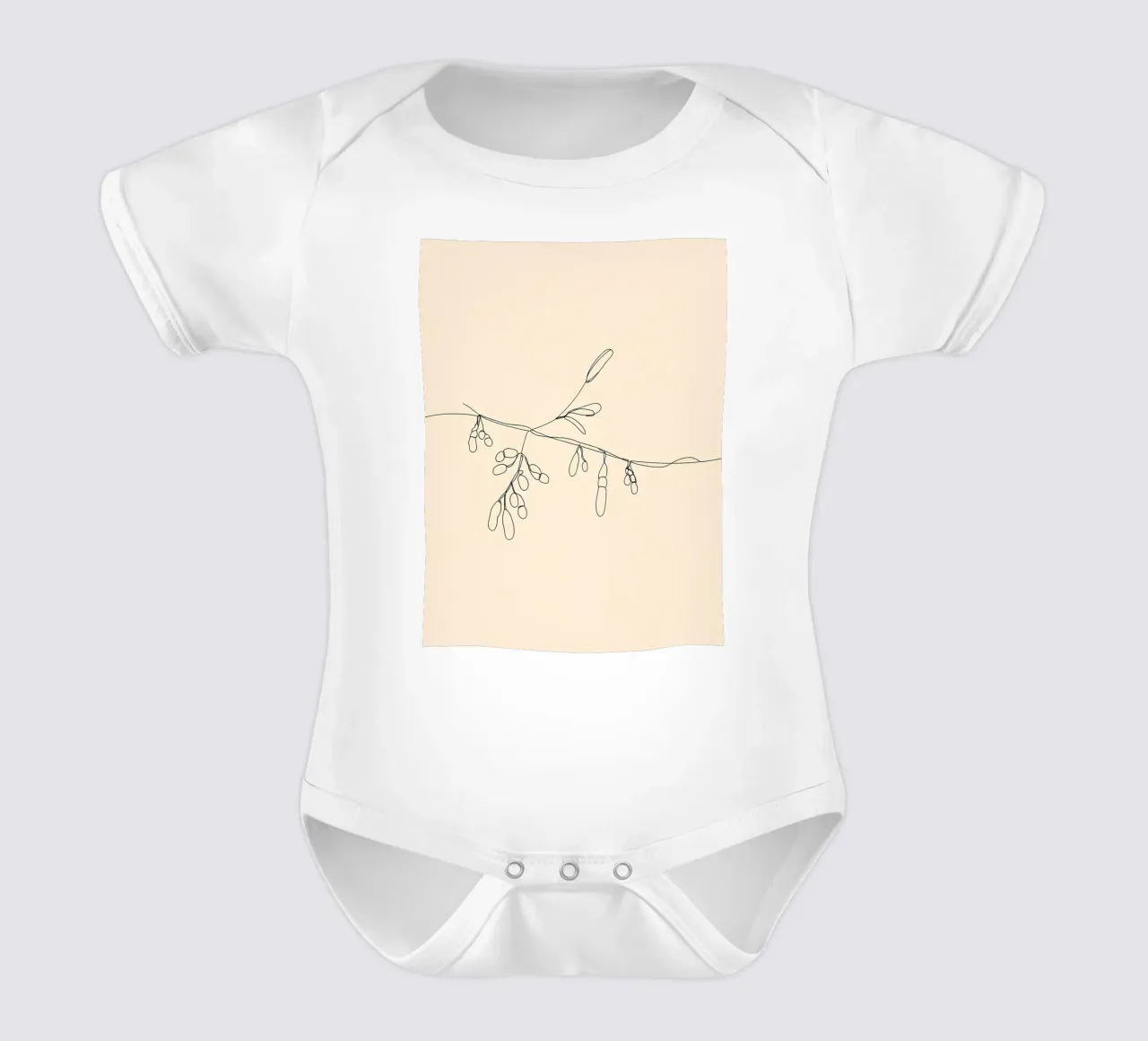 Feuilles et branches botaniques Dessin au trait minimaliste body bébé de Viv Line Art
