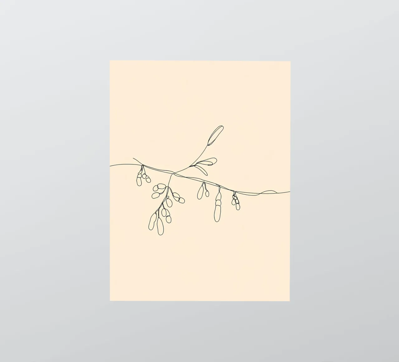 Feuilles et branches botaniques Dessin au trait minimaliste autocollant de Viv Line Art
