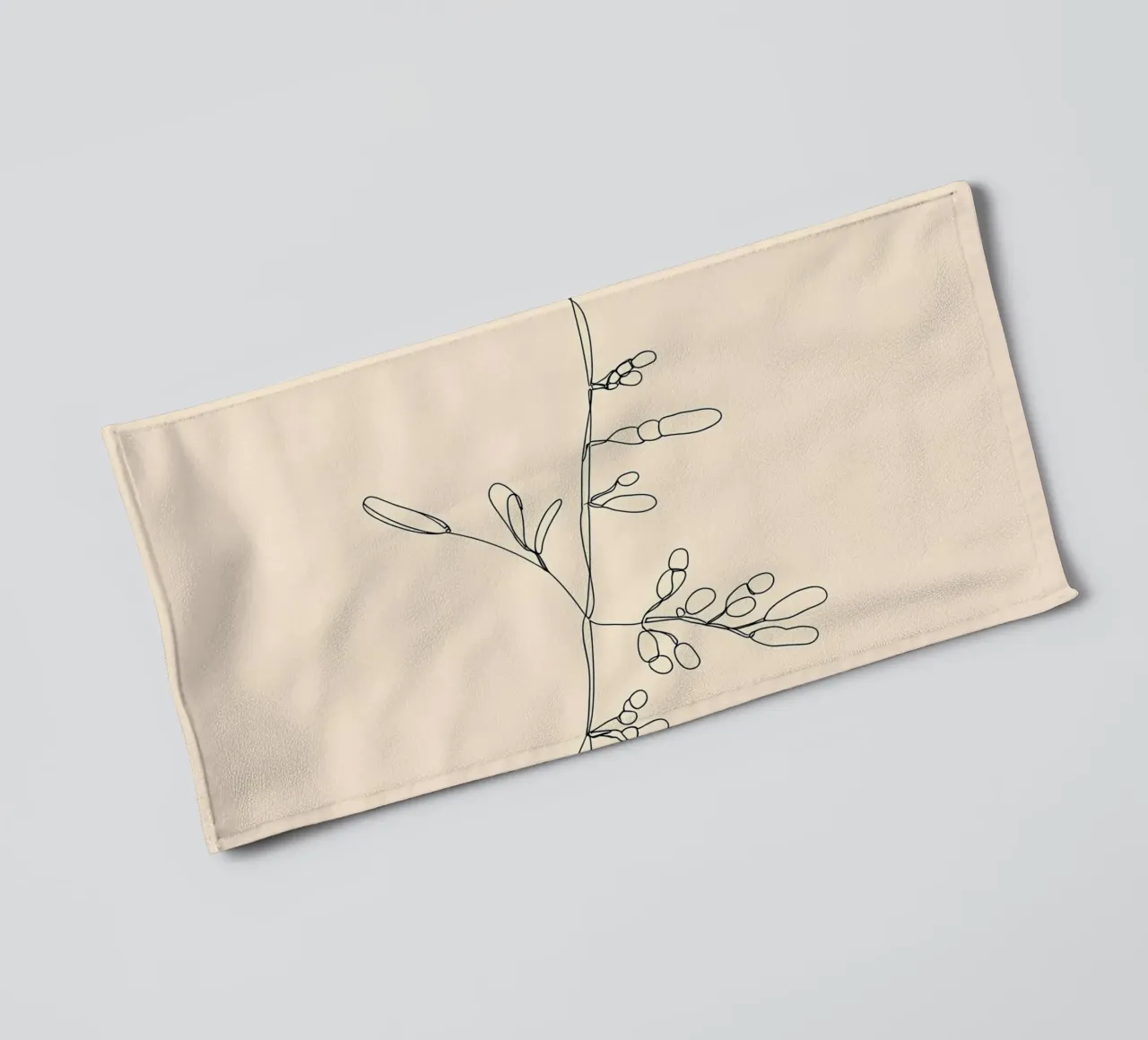 Botanical Leaves and Branch Minimalist Line Art Drawing towel by Viv Line Art