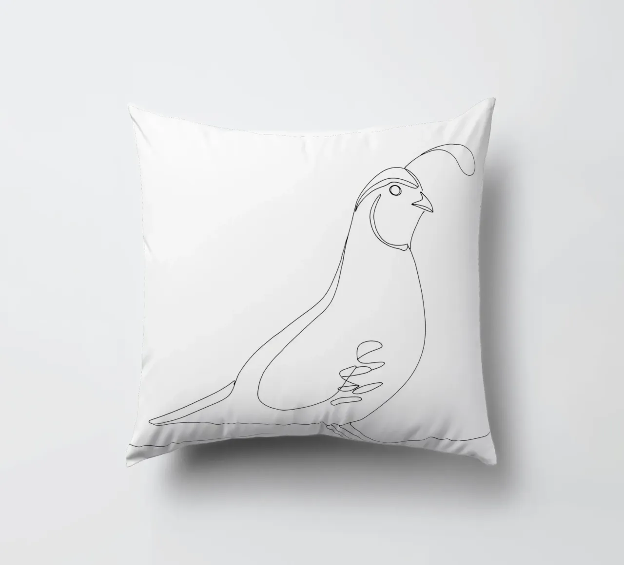 Quail Bird Minimalist Line Art Drawing decorative cushion by Viv Line Art