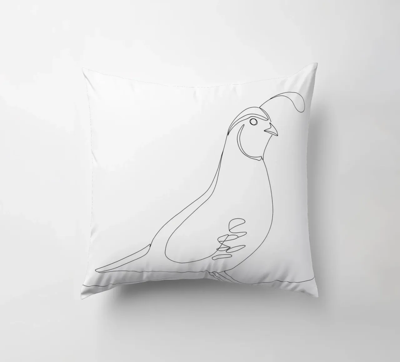 Quail Bird Minimalist Line Art Drawing decorative cushion by Viv Line Art
