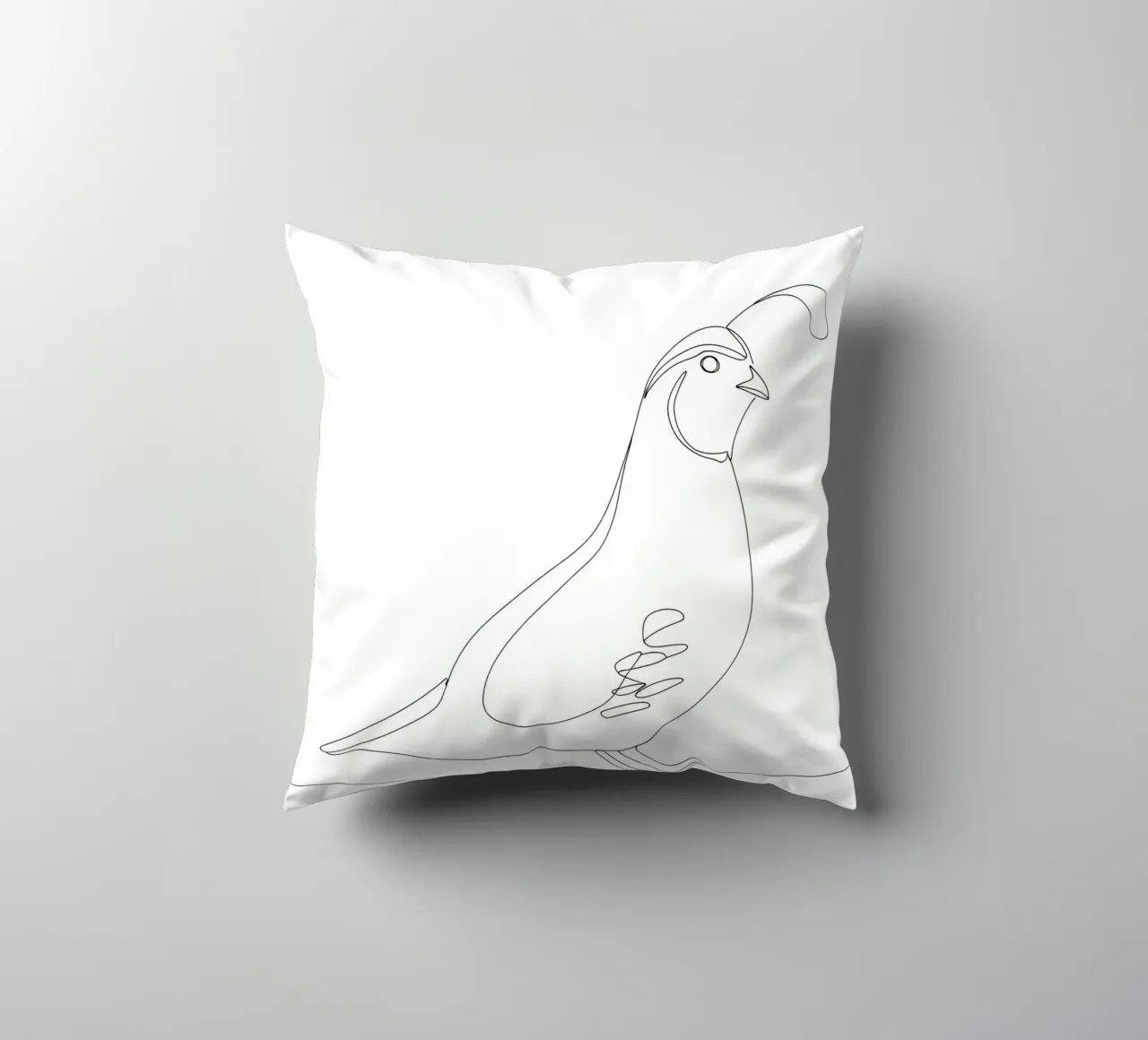 Quail Bird Minimalist Line Art Drawing decorative cushion by Viv Line Art