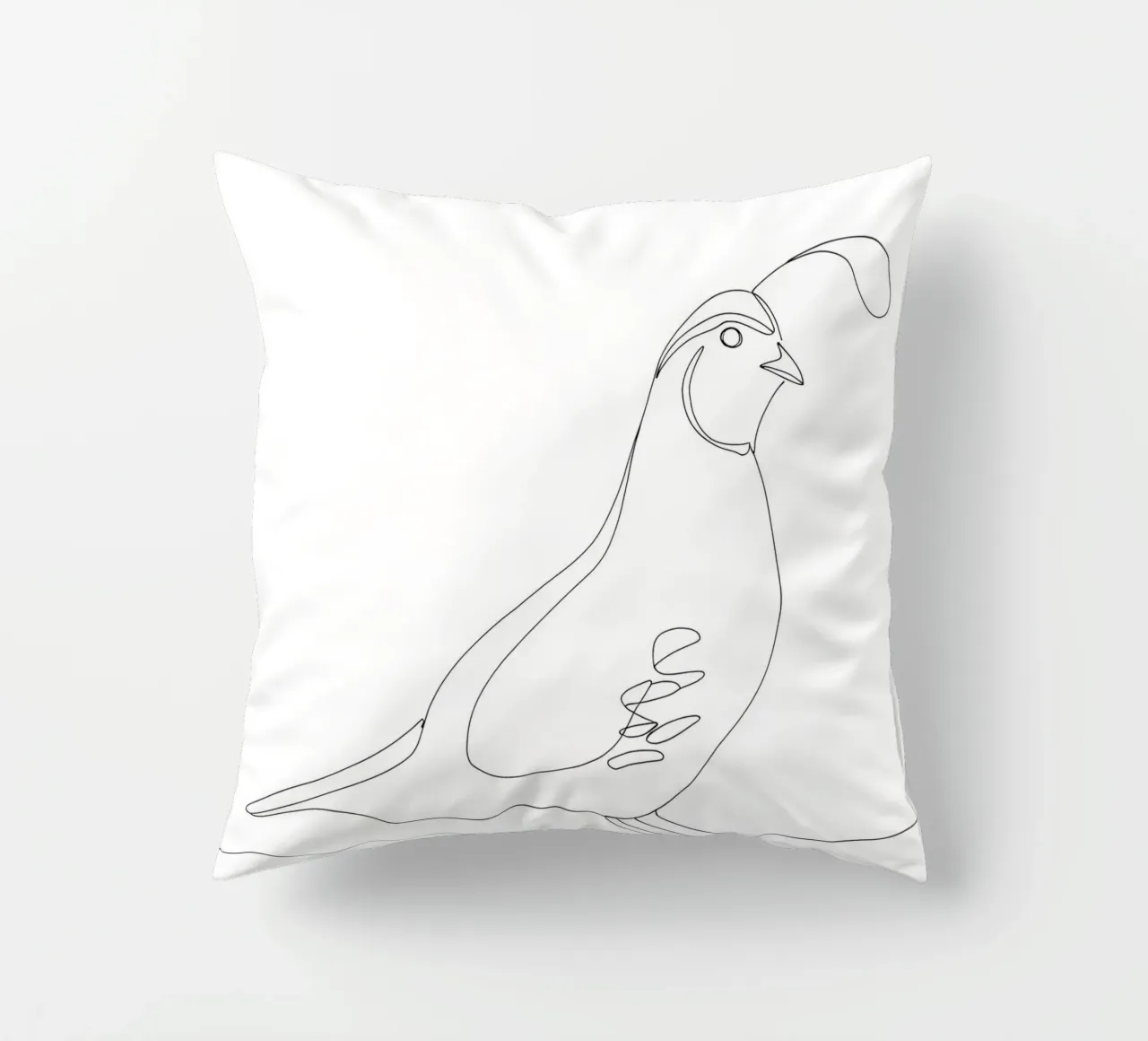 Quail Bird Minimalist Line Art Drawing decorative cushion by Viv Line Art
