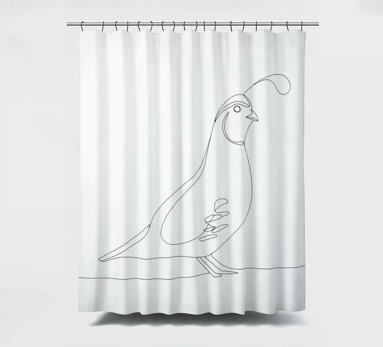 Quail Bird Minimalist Line Art Drawing shower curtain by Viv Line Art