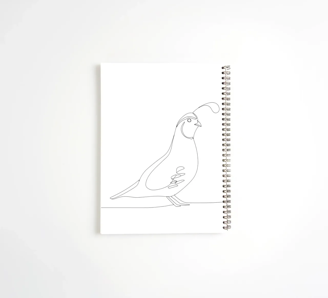 Quail Bird Minimalist Line Art Drawing spiral notebook by Viv Line Art