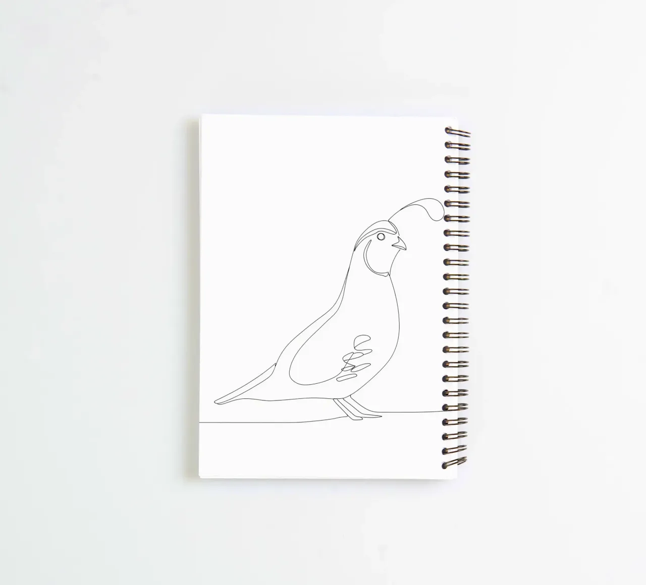 Quail Bird Minimalist Line Art Drawing spiral notebook by Viv Line Art