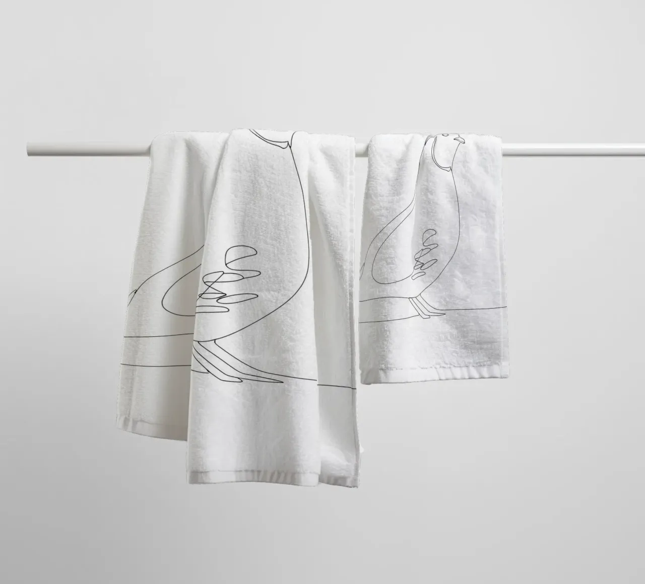 Quail Bird Minimalist Line Art Drawing towel by Viv Line Art