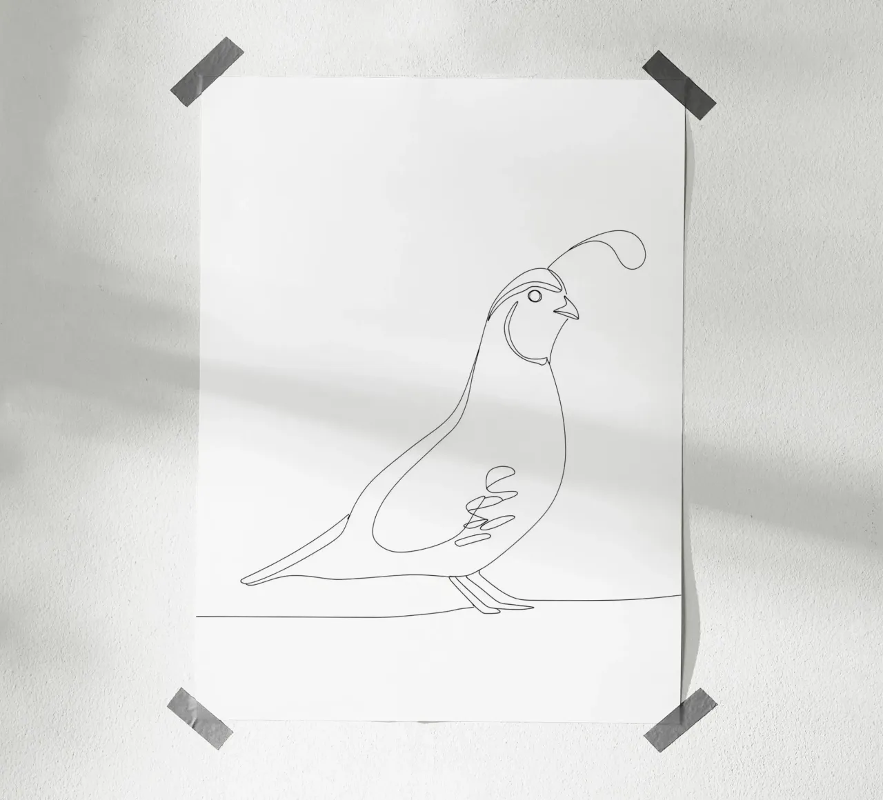 Quail Bird Minimalist Line Art Drawing hahnemühle by Viv Line Art