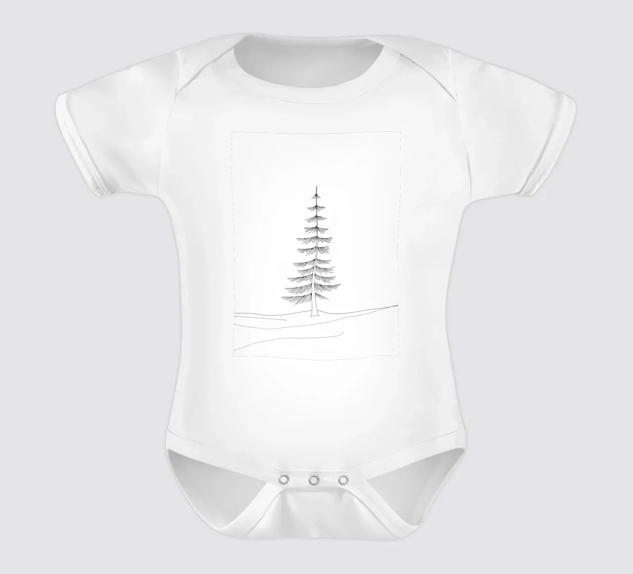 Single Tree Art Minimalist Line Drawing short-sleeve baby romper by Viv Line Art