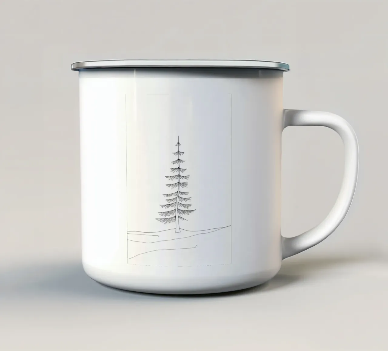 Albero singolo Disegno di linea minimalista tazza in smalto da Viv Line Art
