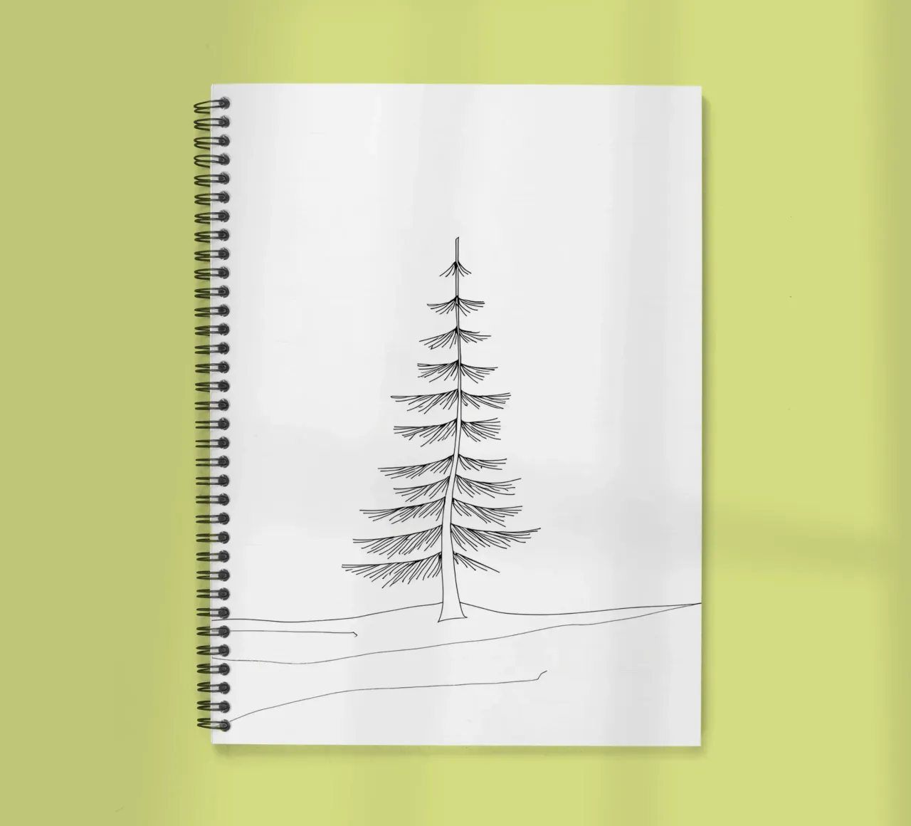 Single Tree Art Minimalist Line Drawing spiral notebook by Viv Line Art