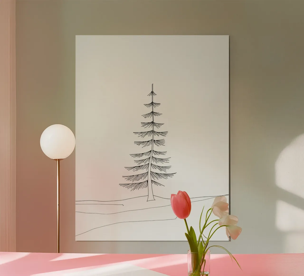 Single Tree Art Minimalist Line Drawing hahnemühle by Viv Line Art
