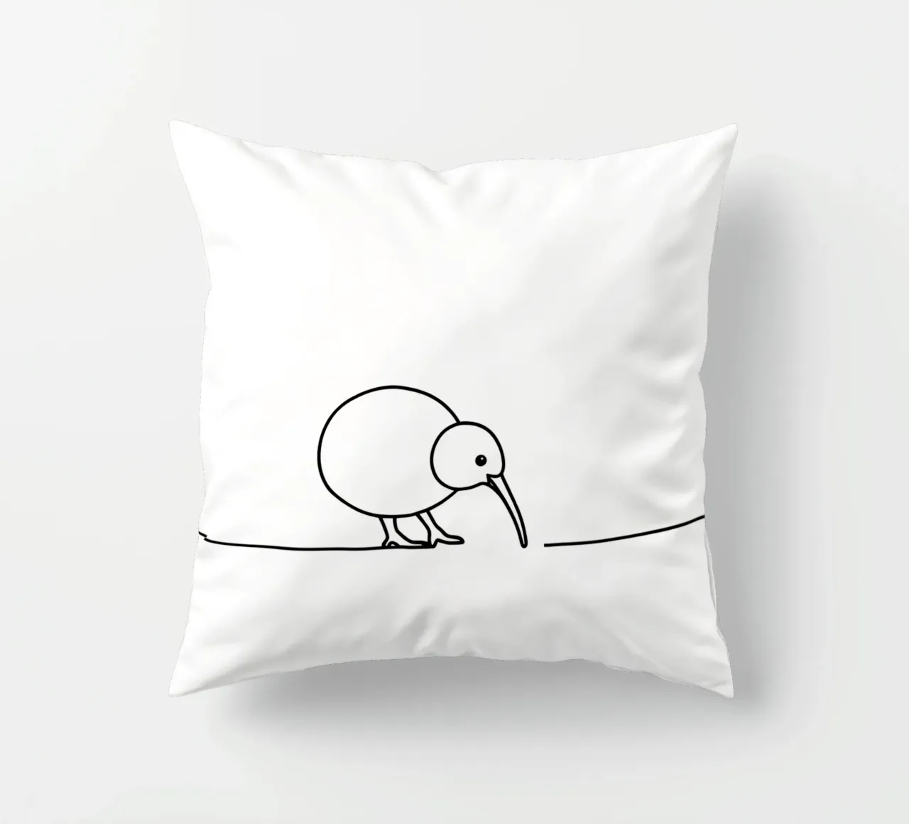 Uccello Kiwi Disegno lineare minimalista cuscino da Viv Line Art