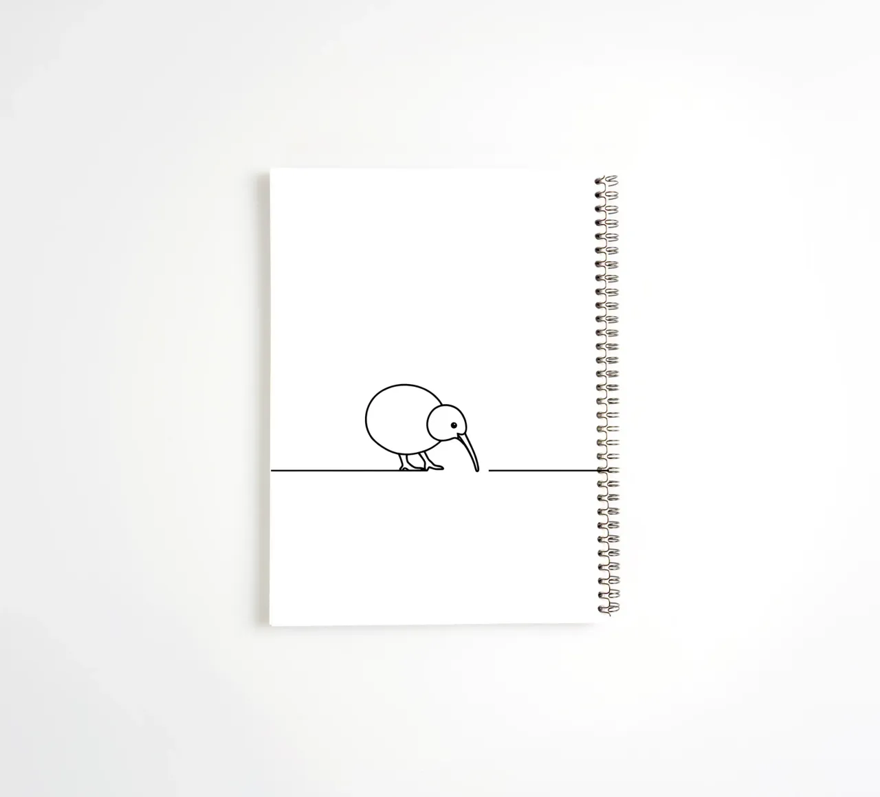 Kiwi Bird Minimalist Line Art Drawing spiral notebook by Viv Line Art