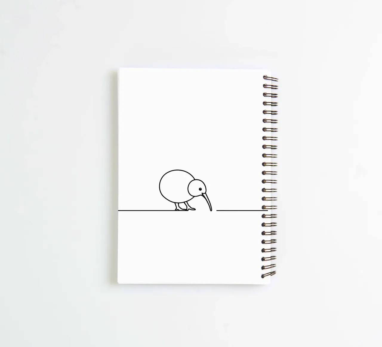 Kiwi Bird Minimalist Line Art Drawing spiral notebook by Viv Line Art