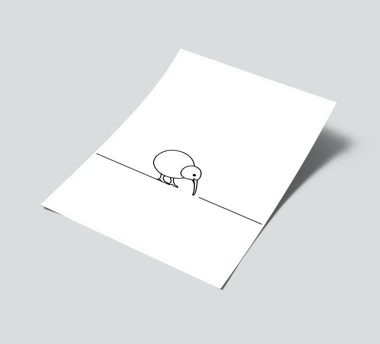 Kiwi Bird Minimalist Line Art Drawing Stickerbogen von Viv Line Art