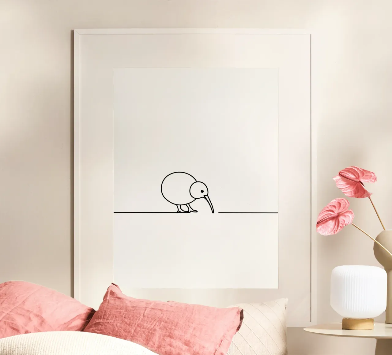 Kiwi Bird Minimalist Line Art Drawing poster by Viv Line Art