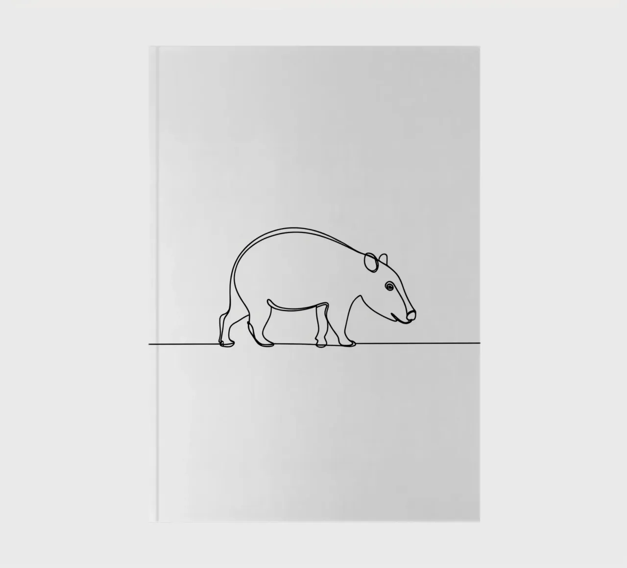 Tapir Minimalist Line Art Drawing notebook by Viv Line Art
