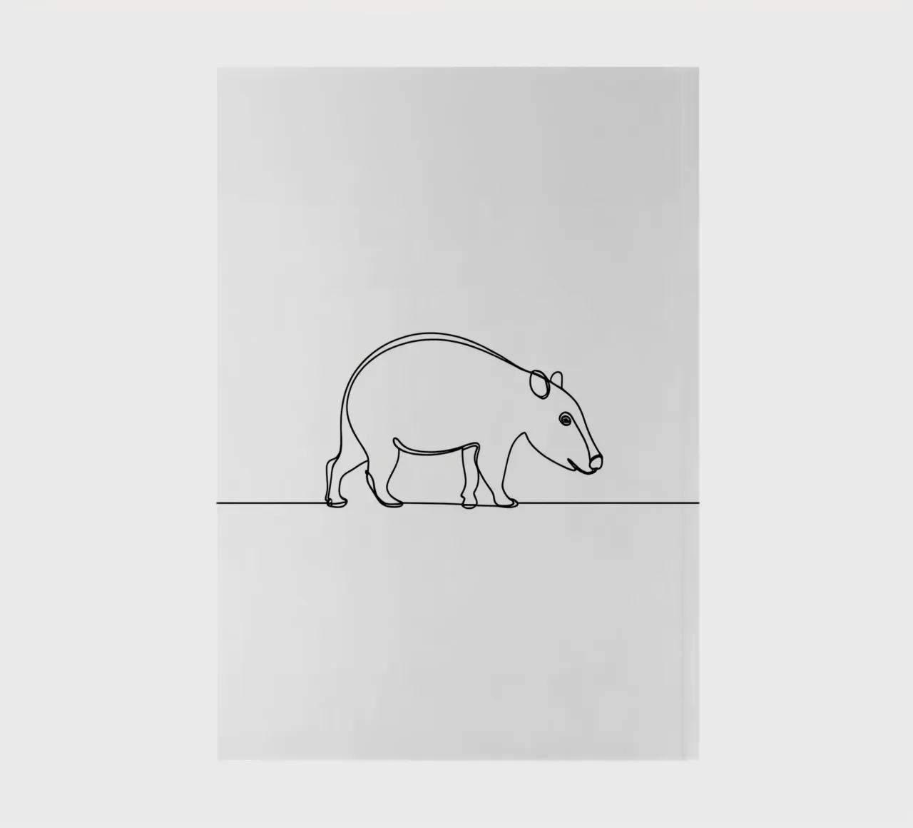 Tapir Minimalist Line Art Drawing notebook by Viv Line Art