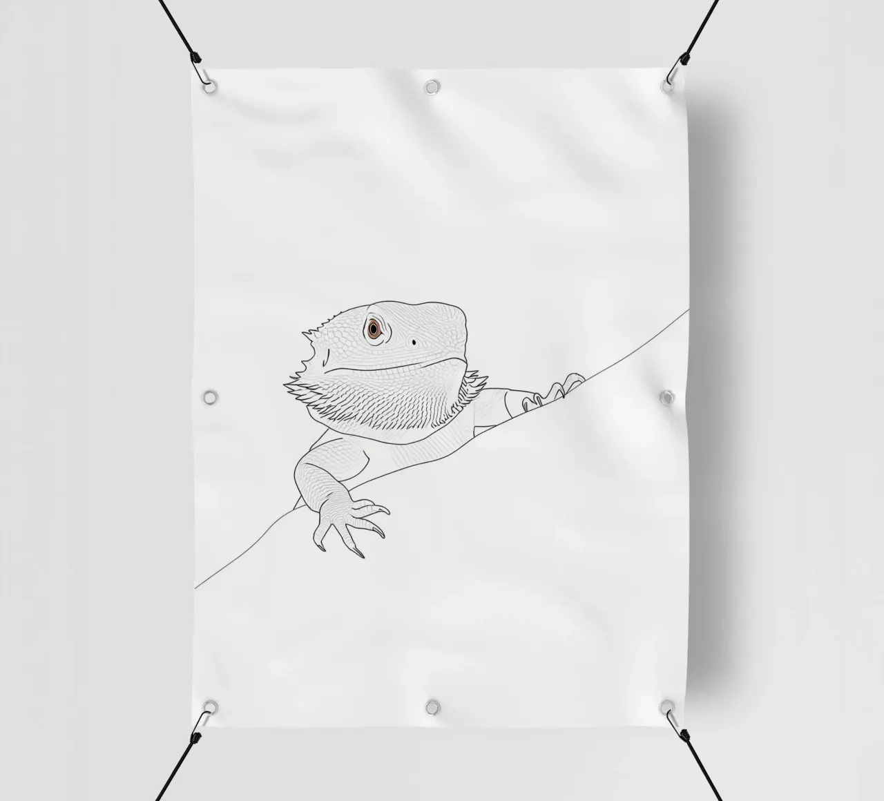Eidechse Peeking Minimalist Line Art Zeichnung PVC Plane von Viv Line Art