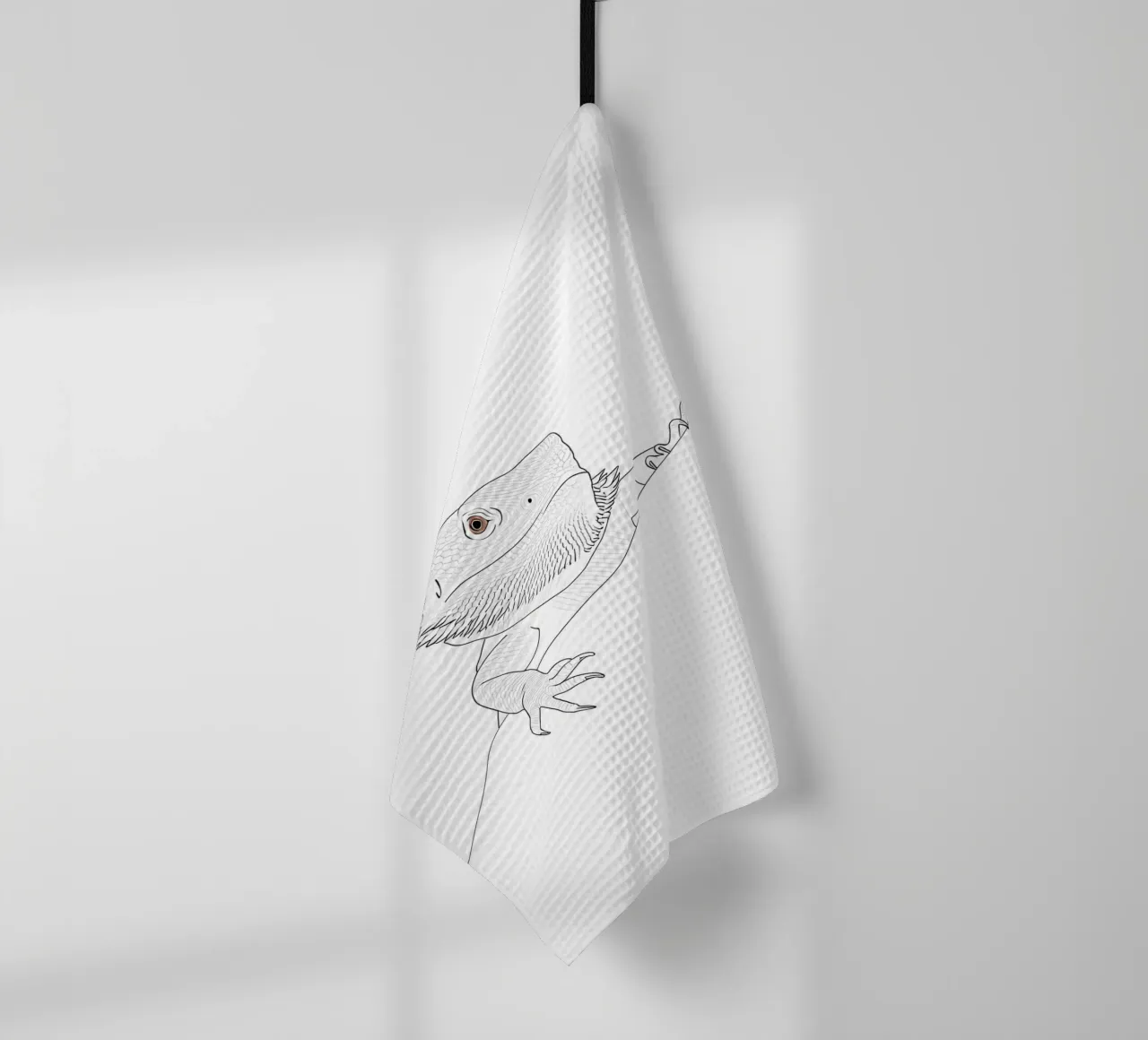 Eidechse Peeking Minimalist Line Art Zeichnung Geschirrtuch von Viv Line Art