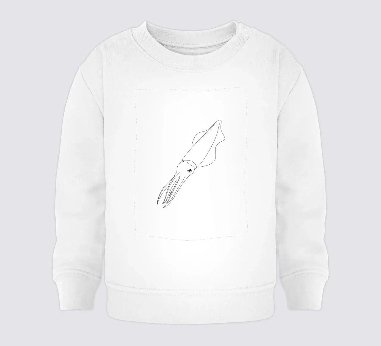 Calamaro Disegno lineare minimalista felpa neonato da Viv Line Art