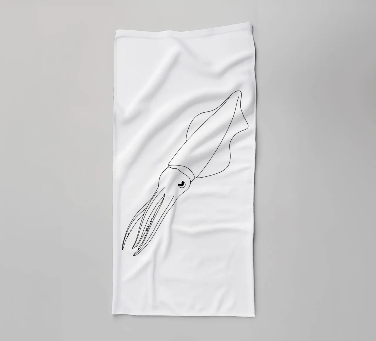 Squid Minimalist Line Art Drawing towel by Viv Line Art