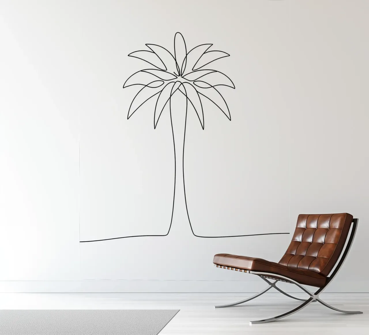 Palme Minimalist Line Art Zeichnung Fototapete von Viv Line Art