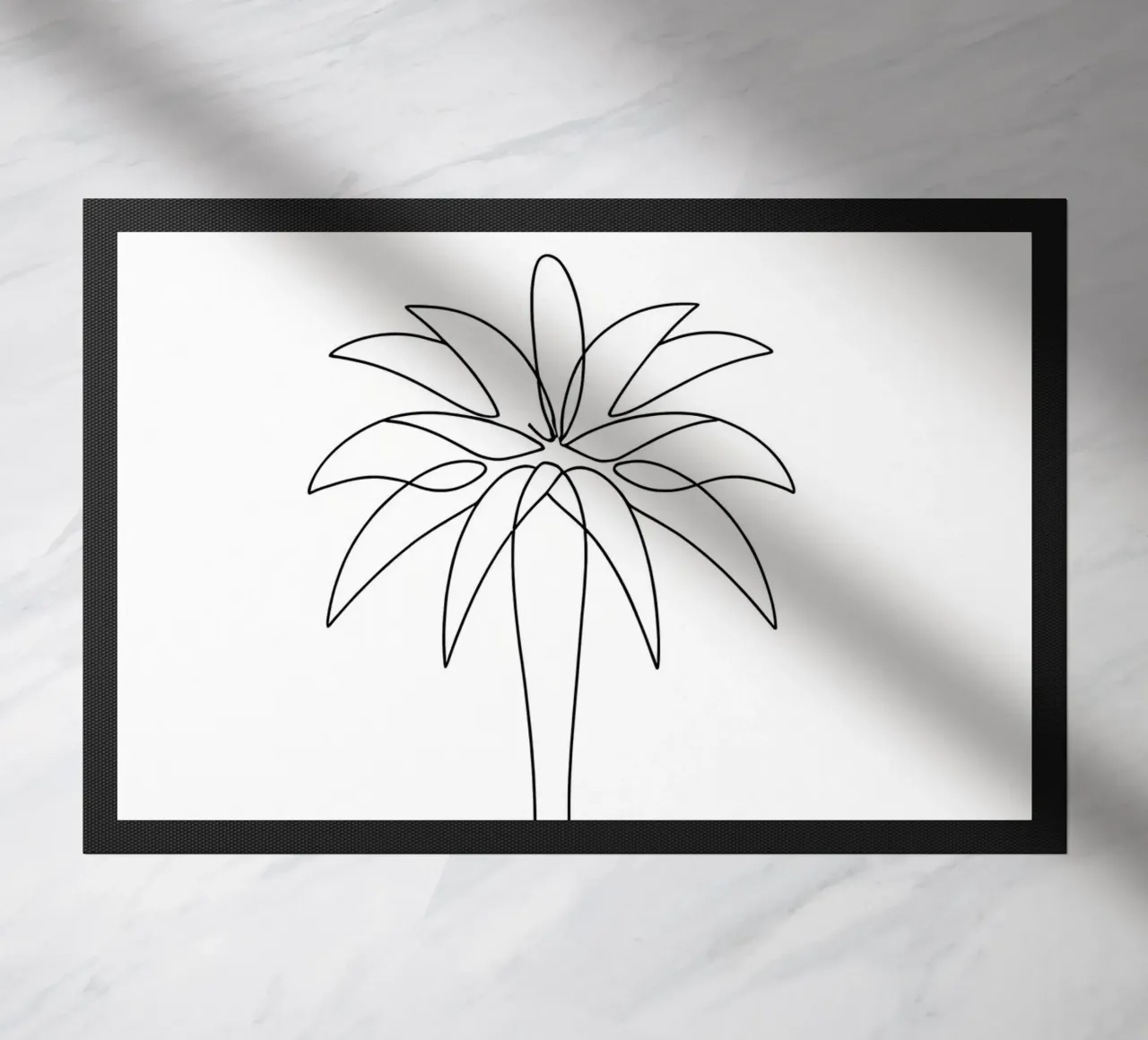 Palm Tree Minimalist Line Art Drawing doormat by Viv Line Art