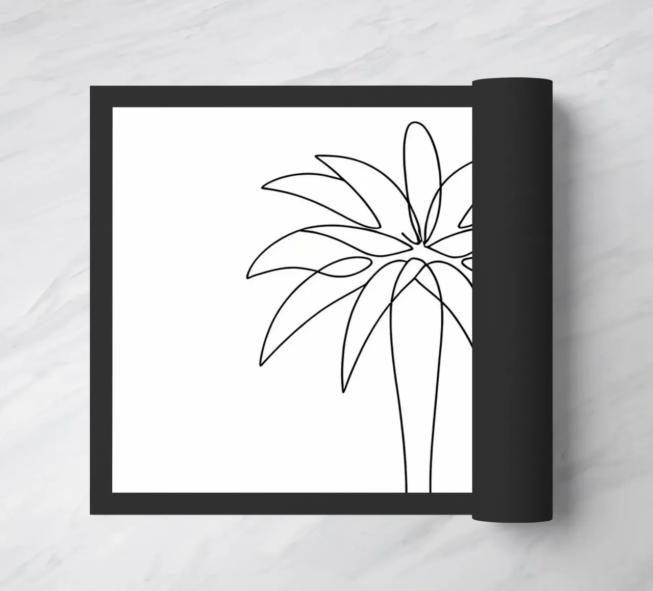Palm Tree Minimalist Line Art Drawing doormat by Viv Line Art