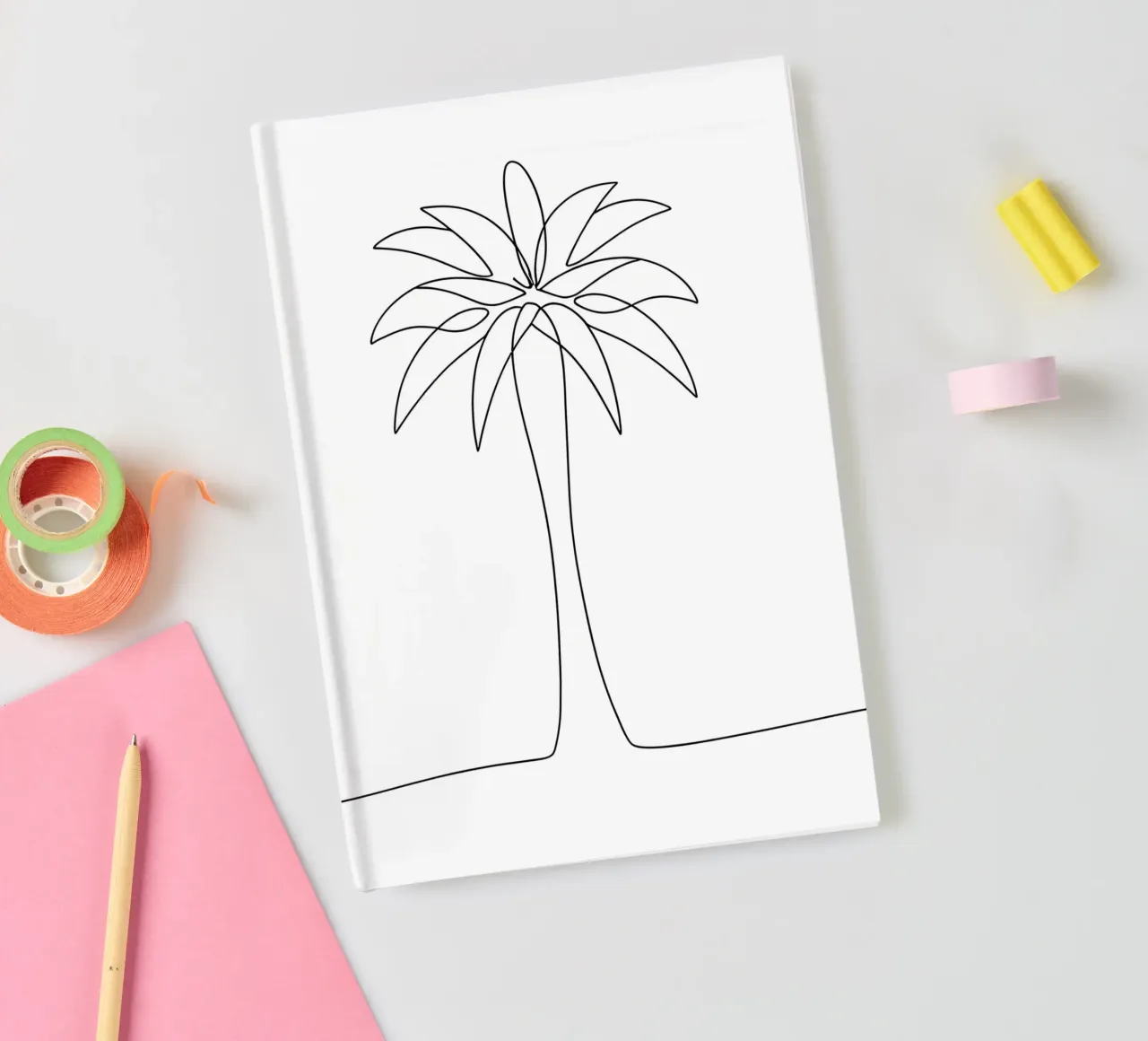 Palm Tree Minimalist Line Art Drawing notebook by Viv Line Art