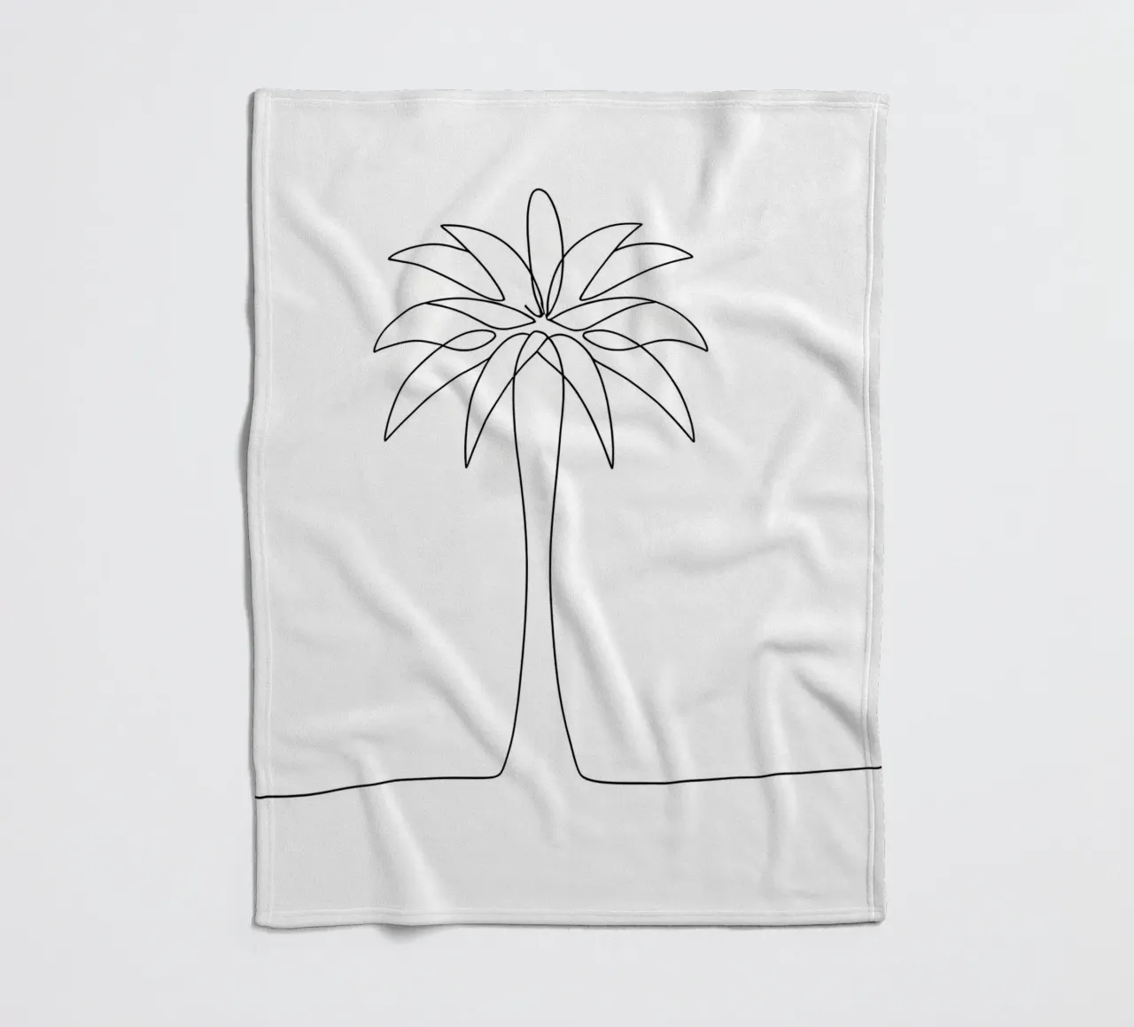 Palm Tree Minimalist Line Art Drawing fleece blanket by Viv Line Art