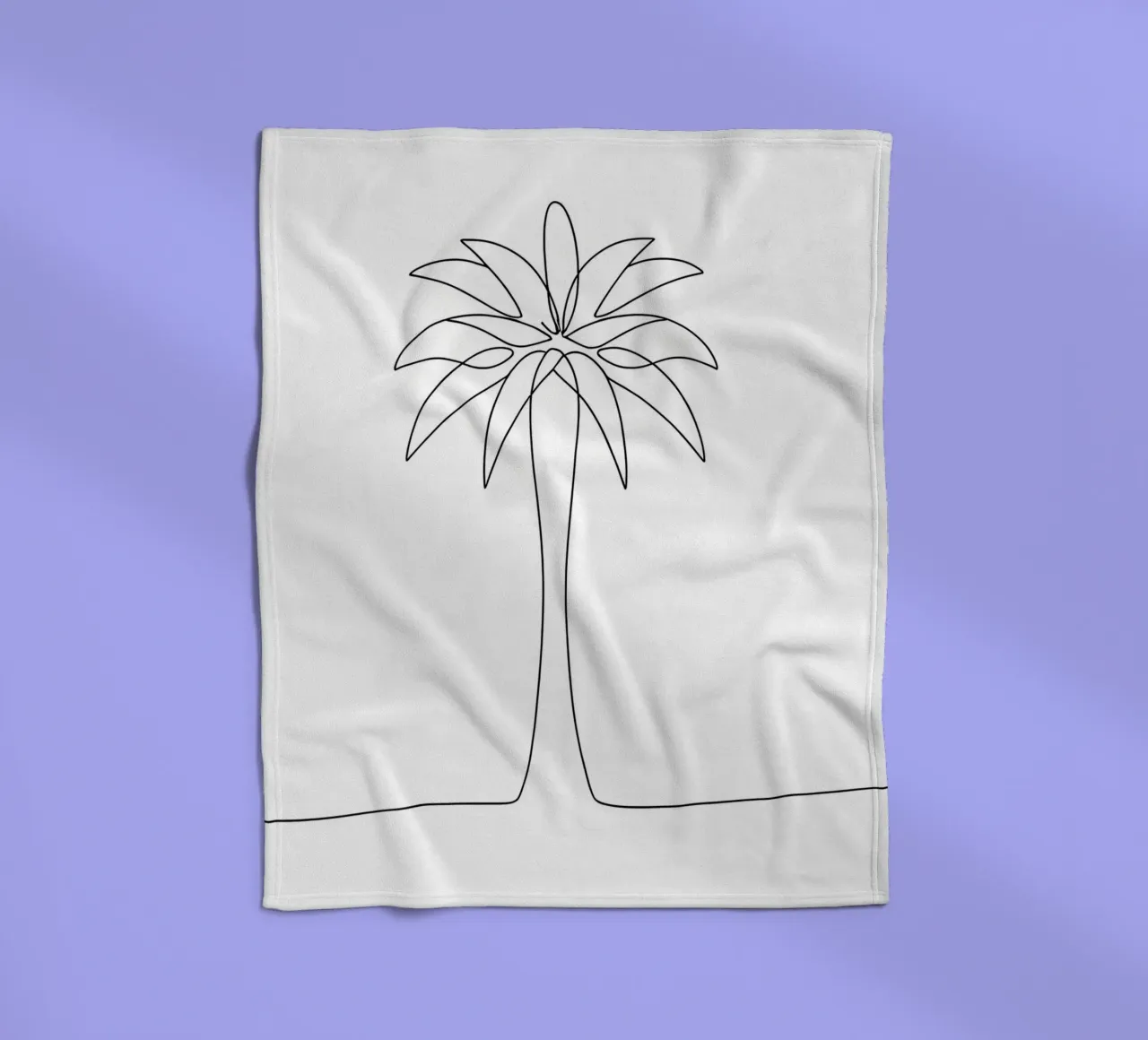 Palm Tree Minimalist Line Art Drawing fleece blanket by Viv Line Art