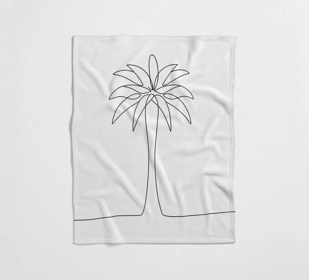 Palm Tree Minimalist Line Art Drawing fleece blanket by Viv Line Art