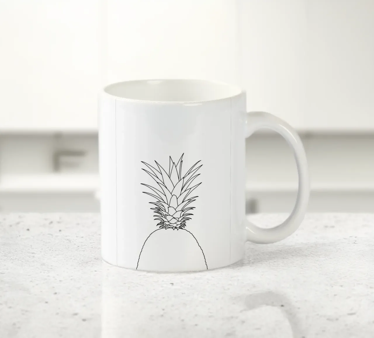 Ananas Minimalist Line Art Zeichnung Keramik Tasse von Viv Line Art