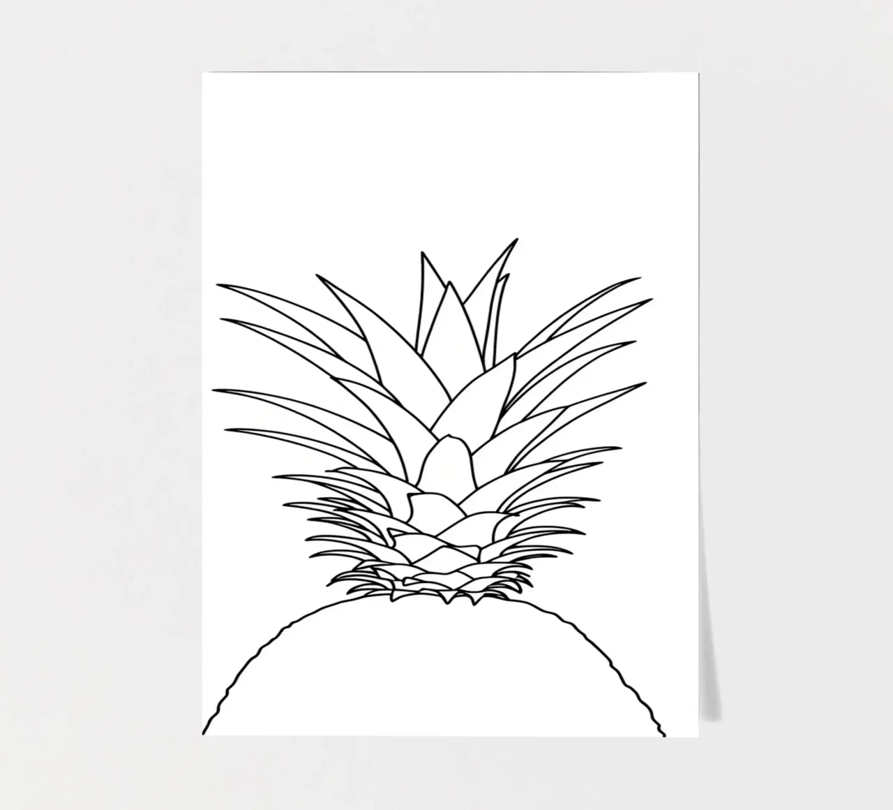 Ananas Minimalist Line Art Zeichnung Stickerbogen von Viv Line Art