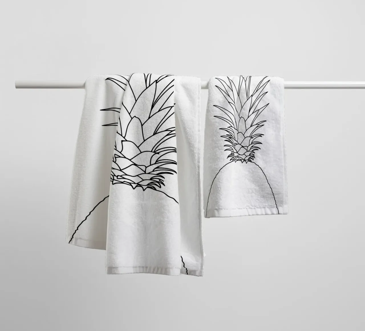 Ananas Minimalist Line Art Zeichnung Handtuch von Viv Line Art