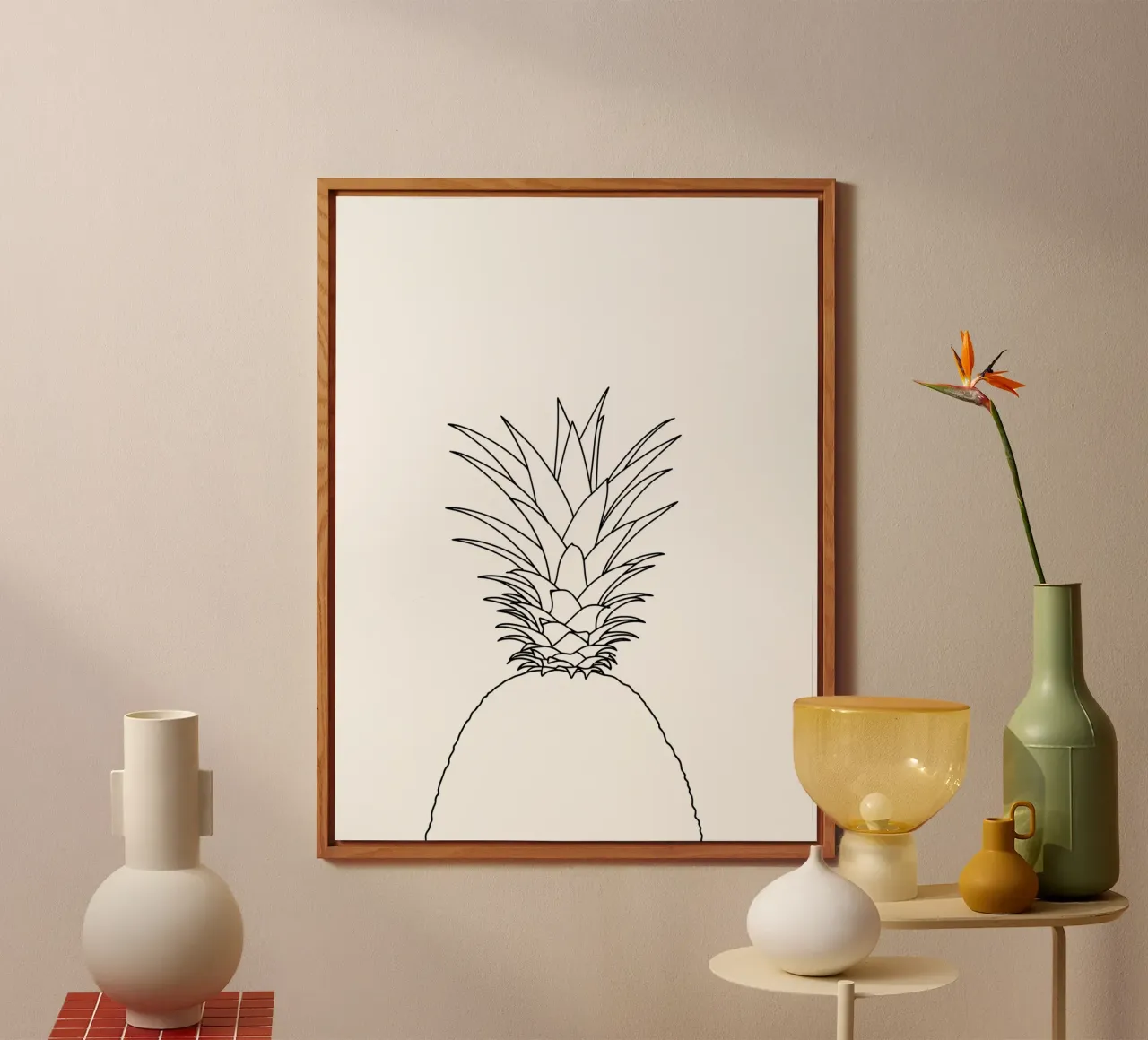 Ananas Minimalist Line Art Zeichnung Forex-Platte von Viv Line Art