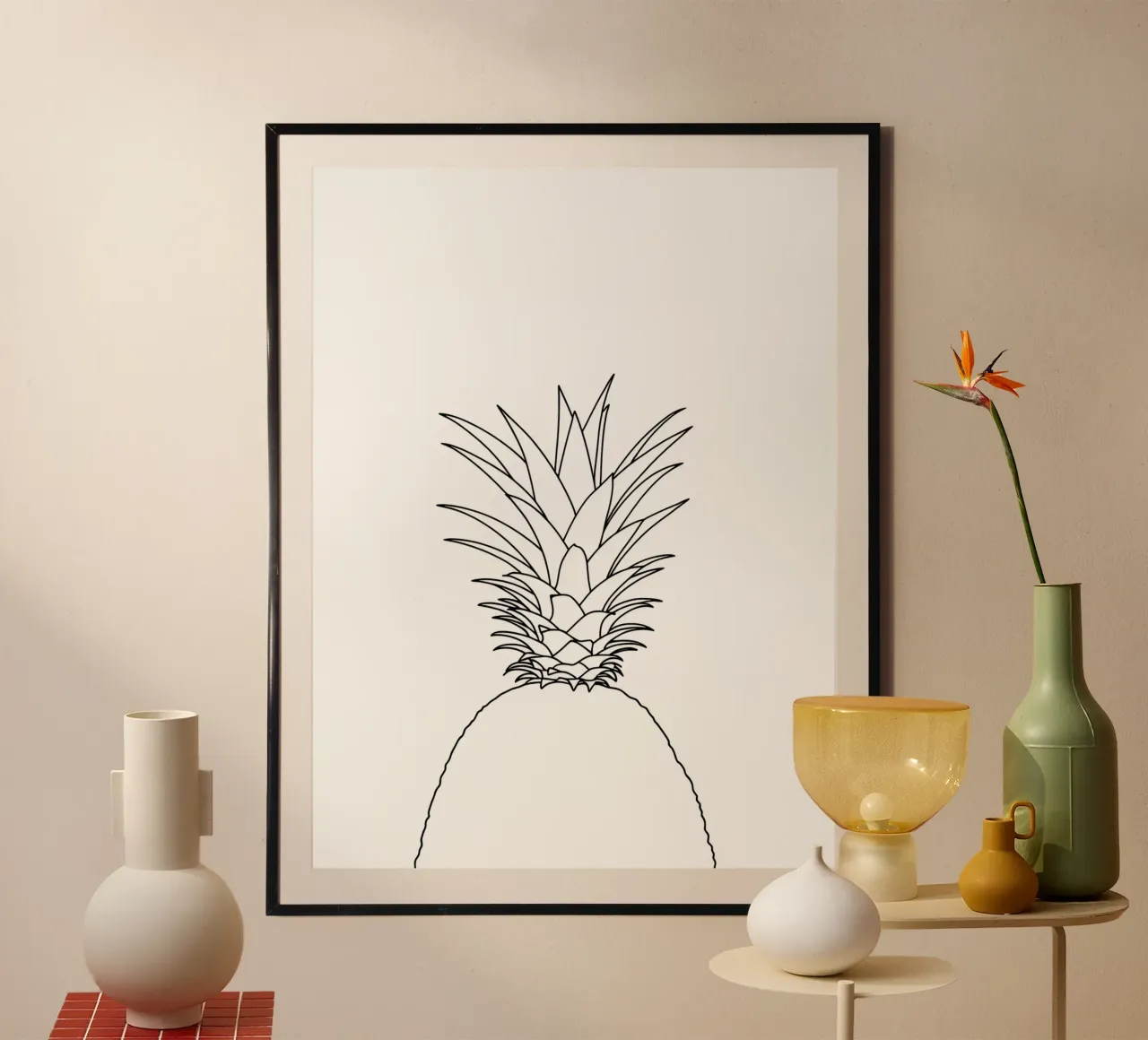 Ananas Minimalist Line Art Zeichnung Hahnemühle von Viv Line Art