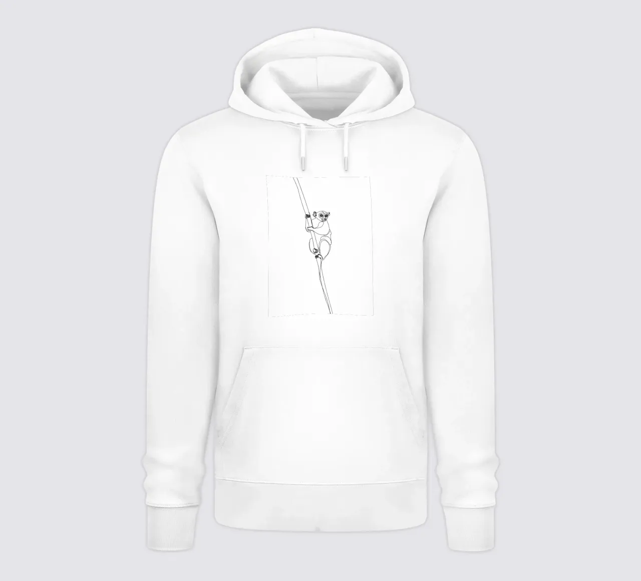 Lémur trepando a un árbol Dibujo lineal minimalista sudadera con capucha de Viv Line Art