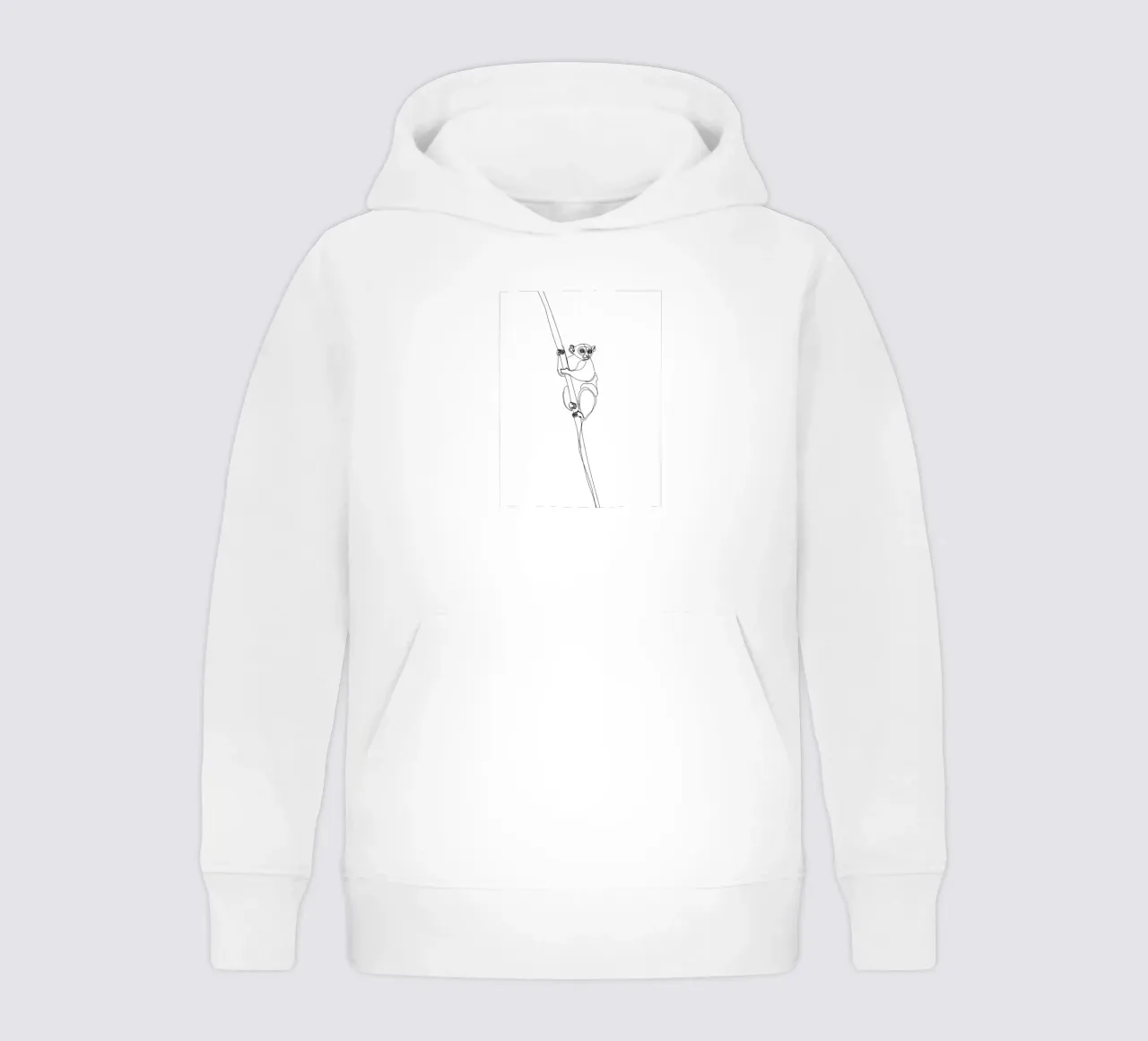 Lémur trepando a un árbol Dibujo lineal minimalista sudadera con capucha para niño de Viv Line Art