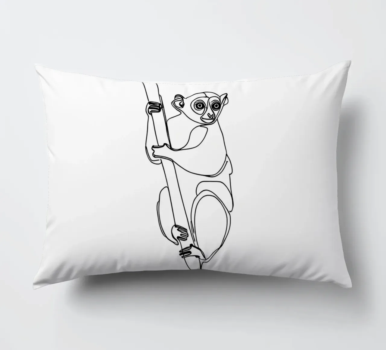Lemur Climbing Tree Minimalist Line Art Drawing decorative cushion by Viv Line Art