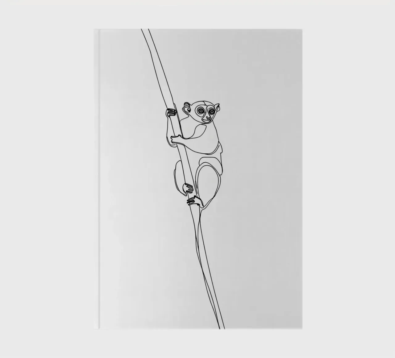 Lemur Climbing Tree Minimalist Line Art Drawing notebook by Viv Line Art